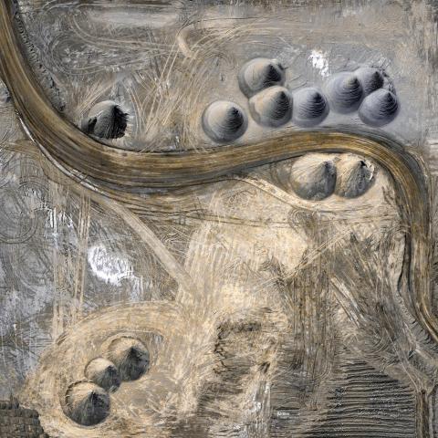 Aerial of a dirt area with different shapes